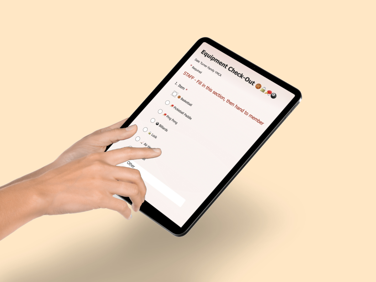 Equipment check-out screen